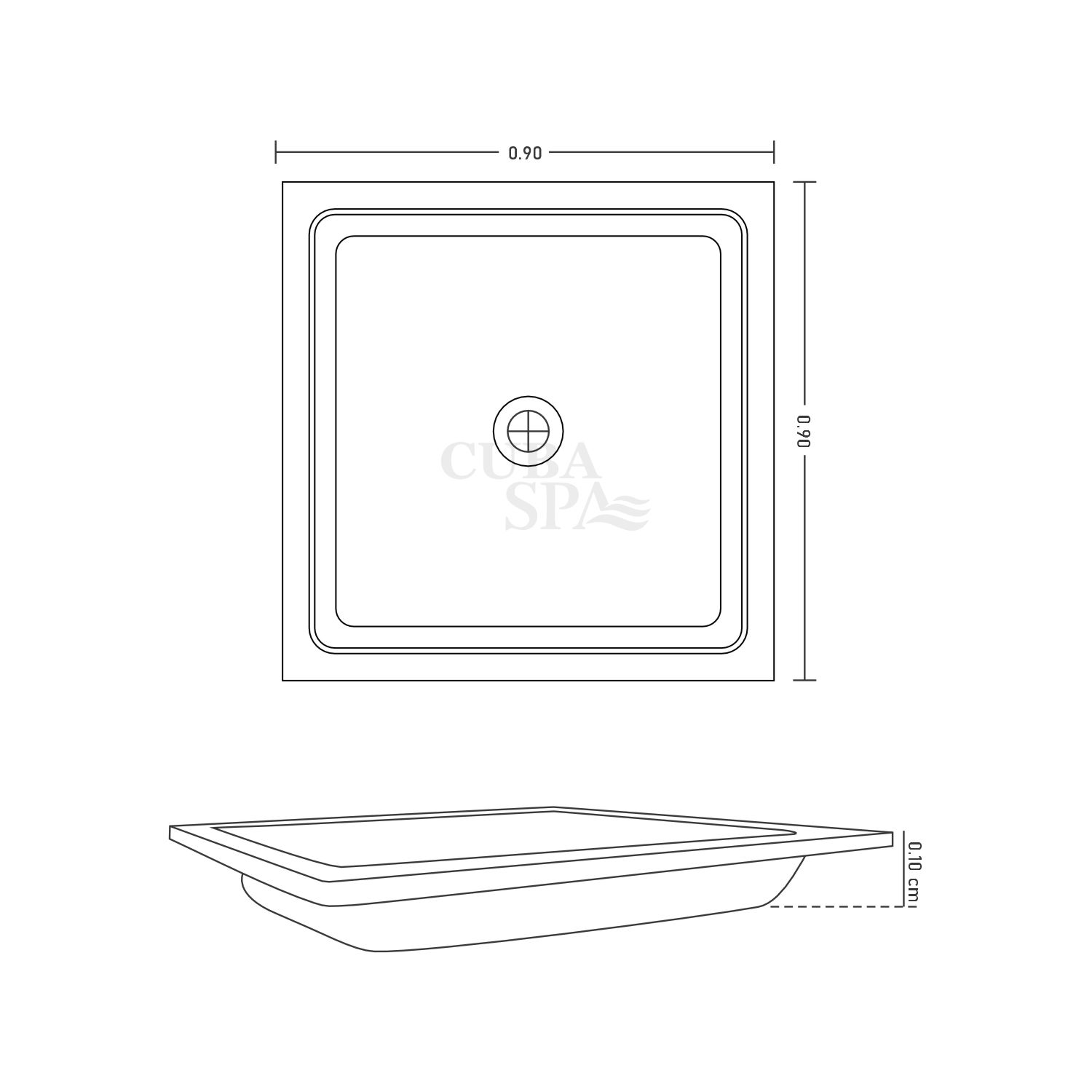 Poza de ducha 90*90*10 cm - para empotrar - Imagen 2