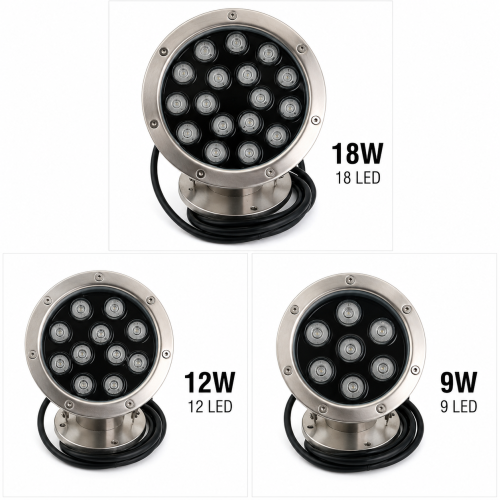 Reflector LED para Pileta RGB AC12V con Soporte | Modelos 9W, 12W y 18W