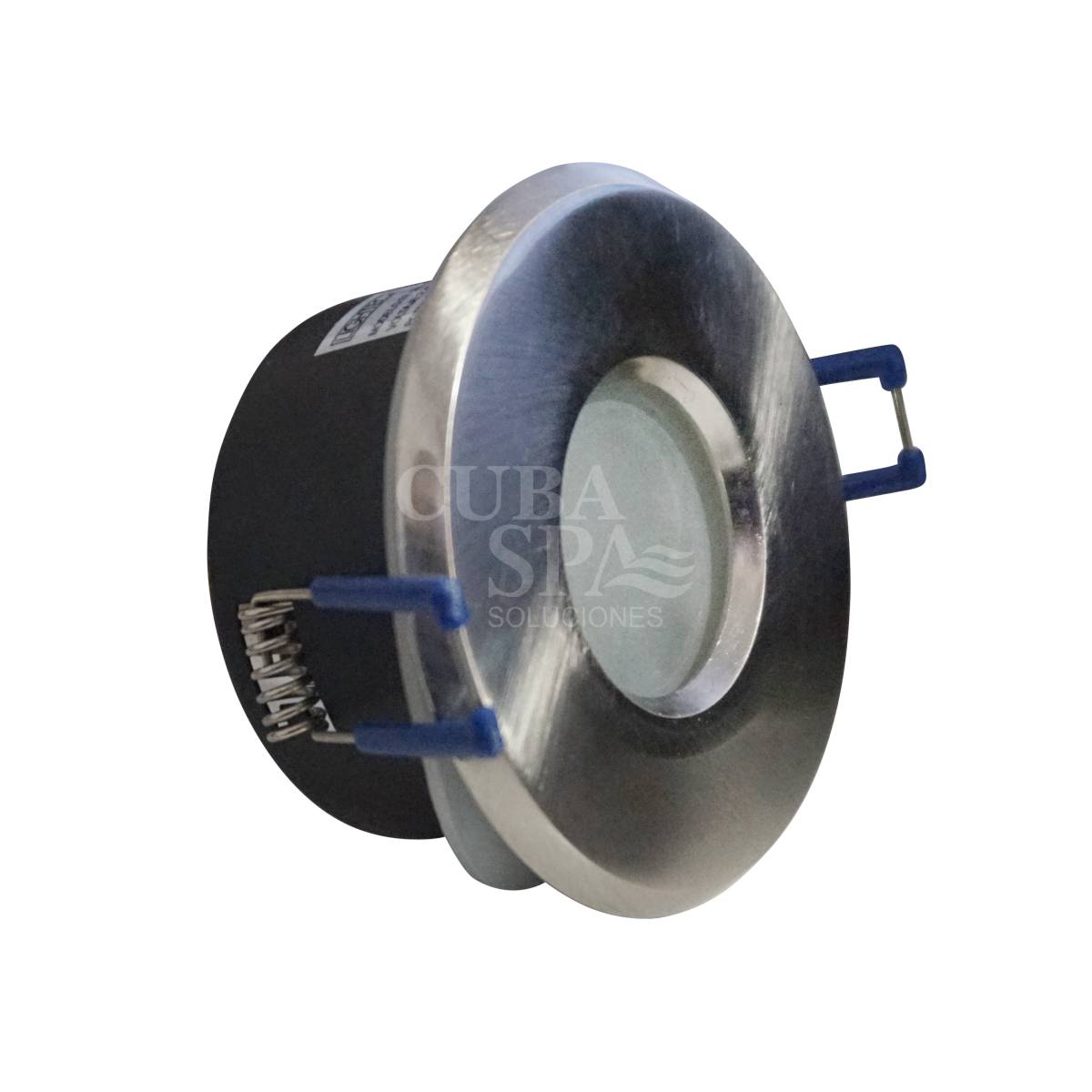 SPOT HERMETICO PLATEADO FIJO 220v CON FOCO LED PARA SPOT AZUL - Imagen 2
