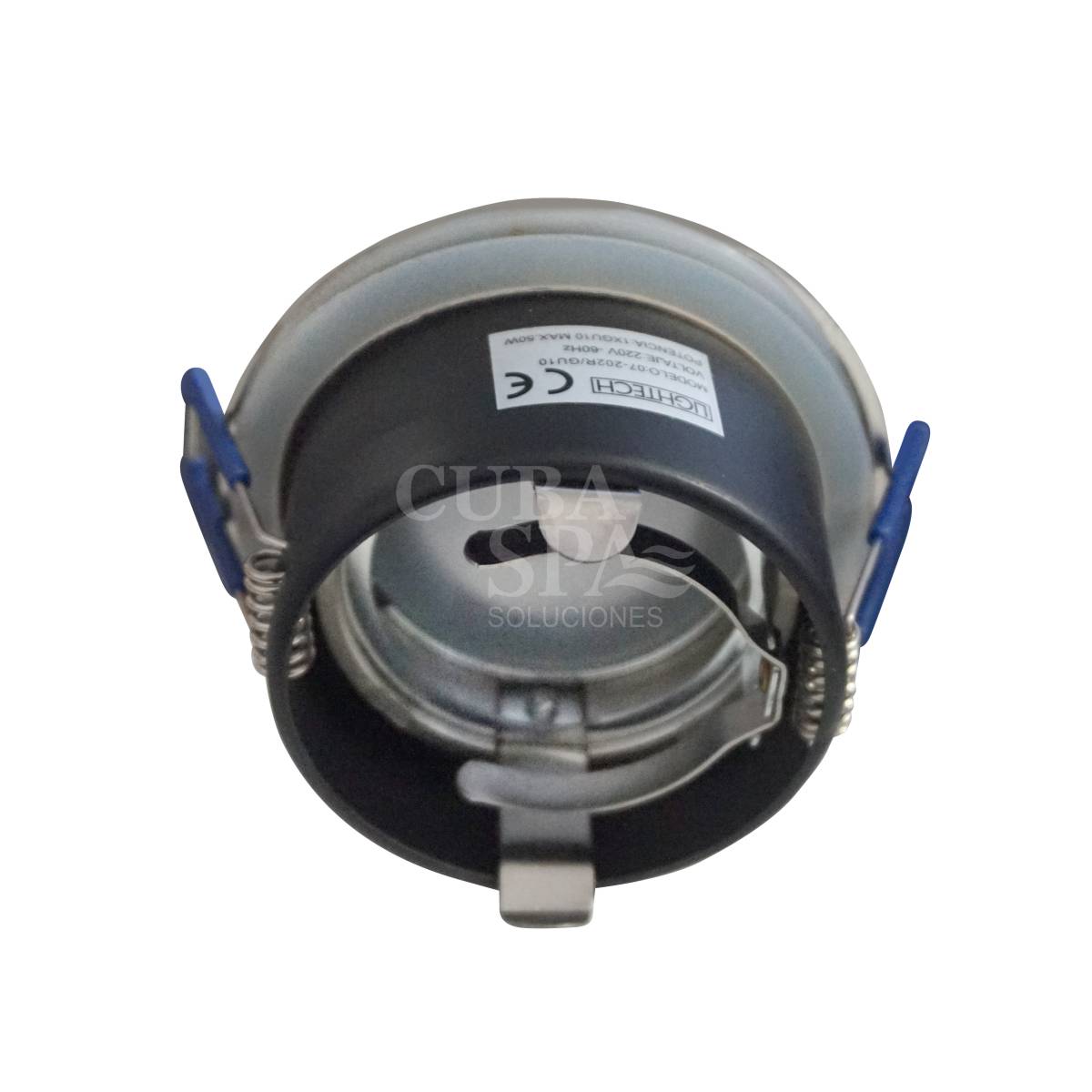 SPOT HERMETICO PLATEADO FIJO 220v CON FOCO LED PARA SPOT AZUL - Imagen 3