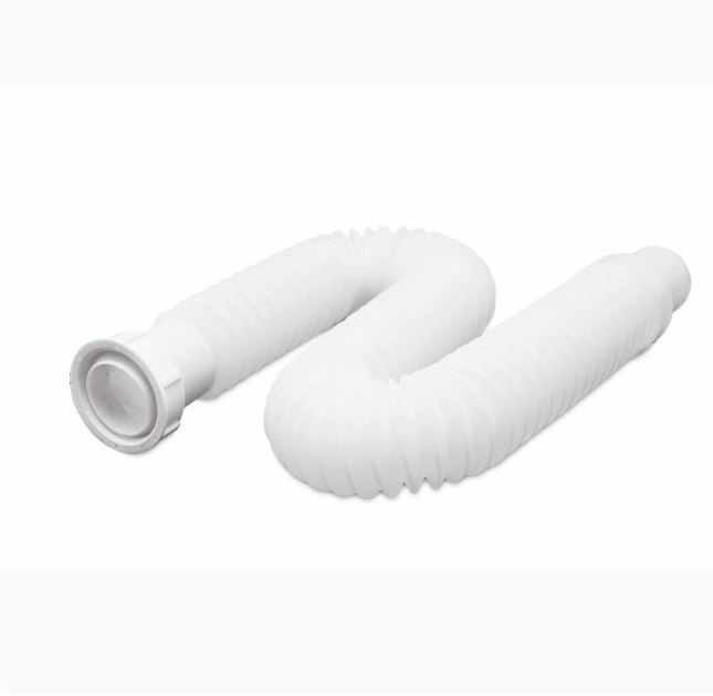 Conexión Corrugada para Desagüe de Base de Ducha en PVC Blanco (800 mm
