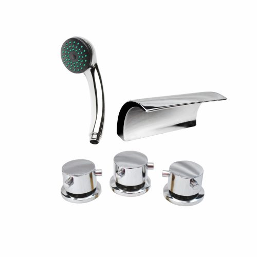 MEZCLADORA AL MUEBLE 3 PERILLAS – DUCHA TELÉFONO – CASCADA / GEMINIS